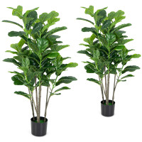 51 Inches 2-Pack Artificial Fiddle Leaf Fig Tree for Indoor and Outdoor