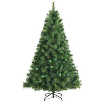 6 Feet Unlit Hinged PVC Artificial Christmas Tree with 649 Tips and Metal Stand