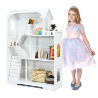 3-Tier Wooden Dollhouse Bookcase Children's Bookshelf in Kid's Room Gift for 3+