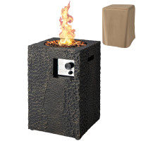 16ft Square Outdoor Propane Fire Pit with Lava Rocks Waterproof Cover 30,000 BTU