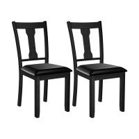 Set of 2 Dining Room Chair with Rubber Wood Frame and Upholstered Padded Seat
