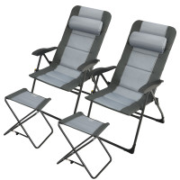 Set of 2 Patiojoy Patio Folding Dining Chair with Adjustable Set Ottoman Recliner