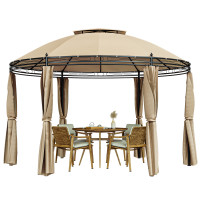 11.5 Feet Outdoor Patio Round Dome Gazebo Canopy Shelter with Double Roof Steel