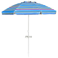 7.2 FT Portable Outdoor Beach Umbrella with Sand Anchor and Tilt Mechanism