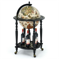 16th Century Nautical Chart Wine Cabinet with Wheels