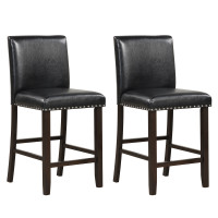 Set of 2 Bar Stools PVC Leather Counter Height Chairs for Kitchen Island