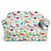 Double Kids Dinosaur Sofa Children Armrest Couch 