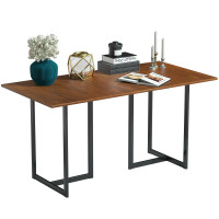 Metal Frame Wood Top Console Dining Table Rectangular Kitchen Table