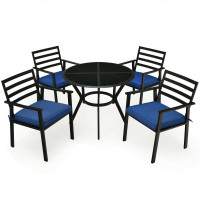 5PCS Outdoor Patio Dining Chair Table Set with Cushions
