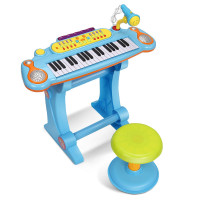 Kid's 37-Key Electronic Piano Toy with Microphone & Stool