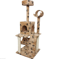 52 Inch Cat Tree Condo Furniture Scratch Post Pet House Beige Paws