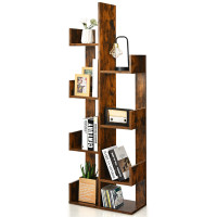 8-Shelf Industrial Tree-Shaped Bookshelf with Anti-Toppling Fitting 
