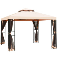 10 x 10 ft 2 Tier Vented Metal Gazebo Canopy with Mosquito Netting
