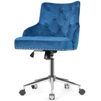 Tufted Upholstered Swivel Computer Desk Chair with Nailed Tri