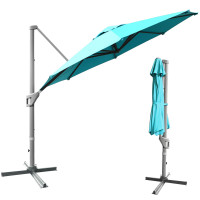 11 Feet Patio Offset Umbrella with 360° Rotation and Tilt System