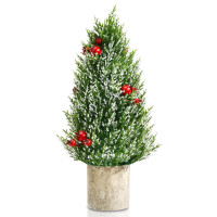 18.5-Inch Snowy Tabletop Christmas Tree with PE Branch Tips and Pulp Base