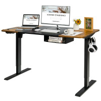 55 Inch x 28 Inch Electric Standing Desk with USB Port Black