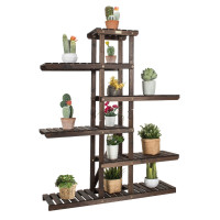 6 Tier Wood Plant Stand with Vertical Shelf Flower Display Rack Holder