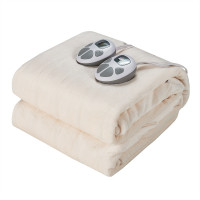 84 x 90 Inch Flannel Heated Electric Blanket with Dual Controllers 