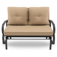 Patio 2-Person Glider Bench Rocking Loveseat Cushioned Armrest