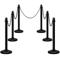 6 Pcs Plastic Stanchion Set with 5 Detachable Chains for Indoor and Outdoor