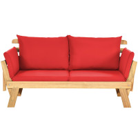 Adjustable Patio Convertible Sofa with Thick Cushion 