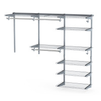 Adjustable Closet Organizer Kit with Shelves and Hanging Rods for 4 to 6 FeeT
