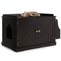Large Wooden Cat Litter Box Enclosure with the Storage Rack
