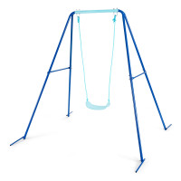 Outdoor Kids Swing Set with Heavy Duty Metal A-Frame and Ground Stakes