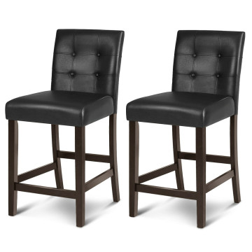 Costway Set Of 2 Pvc Leather Bar Stools, Leather Bar Chairs