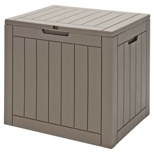 30 Gallon Deck Box Storage Container Seating Tools-Light Brown