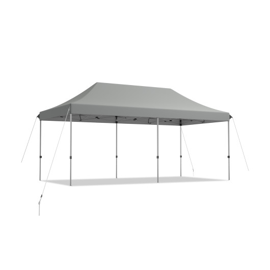 10 x 20 Feet Adjustable Folding Heavy Duty Sun Shelter with Carrying Bag-Gray