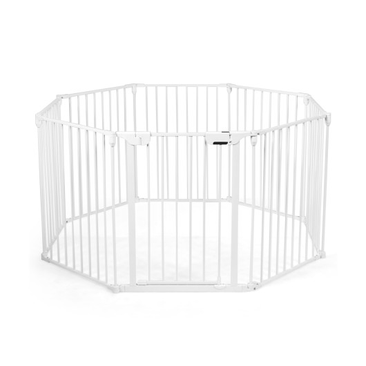 Adjustable Panel Baby Safe Metal Gate Play Yard-White