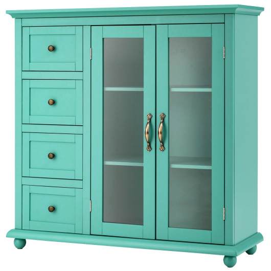 Buffet Sideboard Table Kitchen Storage Cabinet with Drawers and Doors-Green