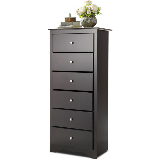 6 Drawers Chest Dresser Clothes Storage Bedroom Furniture Cabinet-Brown