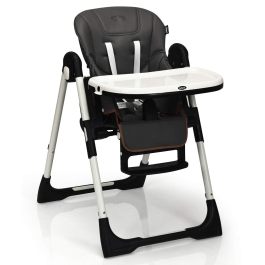 Foldable High chair with Multiple Adjustable Backrest-Dark Gray