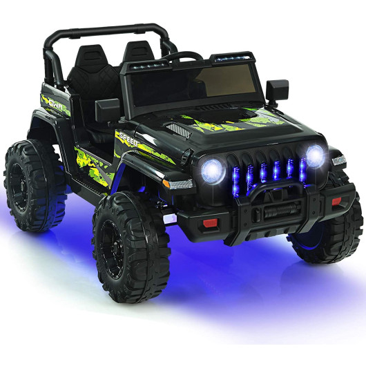 12V Kids Ride-on Jeep Car with 2.4 G Remote Control-Black & Green