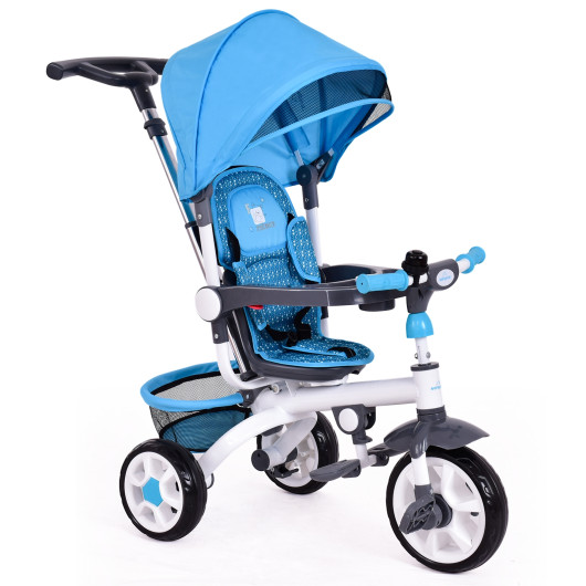4-in-1 Detachable Baby Stroller Tricycle with Round Canopy-Blue