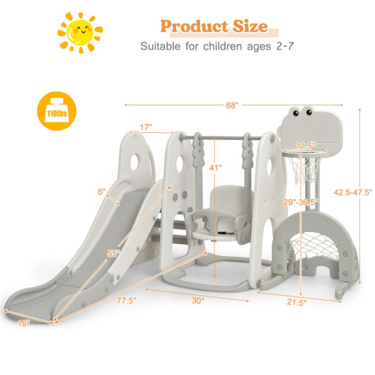 6 in 1 Toddler Slide and Swing Set with Ball Games - Costway
