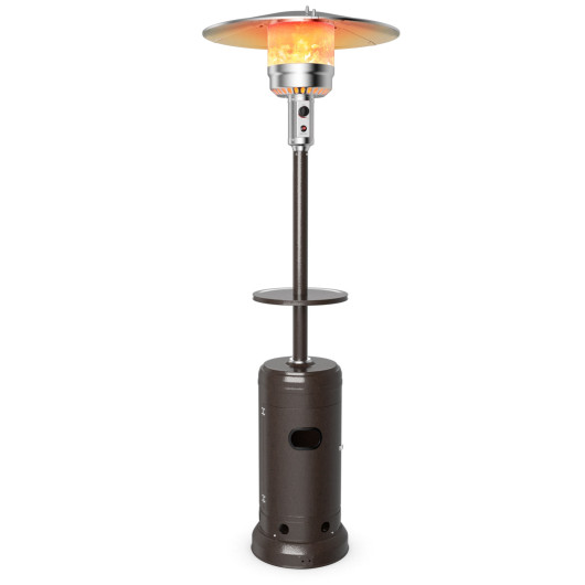 Outdoor Heater Propane Standing LP Gas Steel with Table & Wheels-Brown