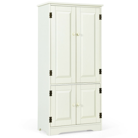 Accent Floor Storage Cabinet with Adjustable Shelves Antique 2-Door-Cream White