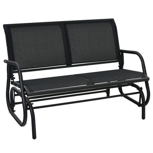 Swing Glider Chair 48 Inch Loveseat Rocker Lounge Backyard-Black