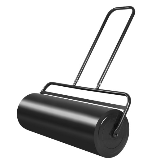24 x 13 Inch Tow Lawn Roller Water Filled Metal Push Roller-Black