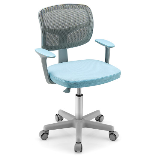 Adjustable Desk Chair with Auto Brake Casters for Kids-Blue