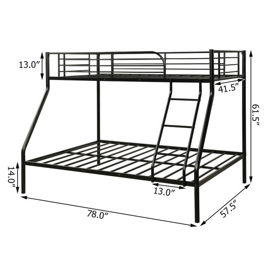Twin over Full Bunk Sturdy Metal Bed - Costway