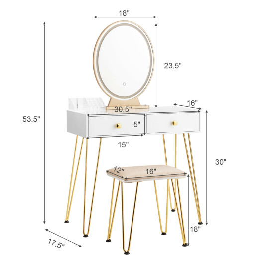 Industrial Makeup Dressing Table with 3 Lighting Modes - Costway