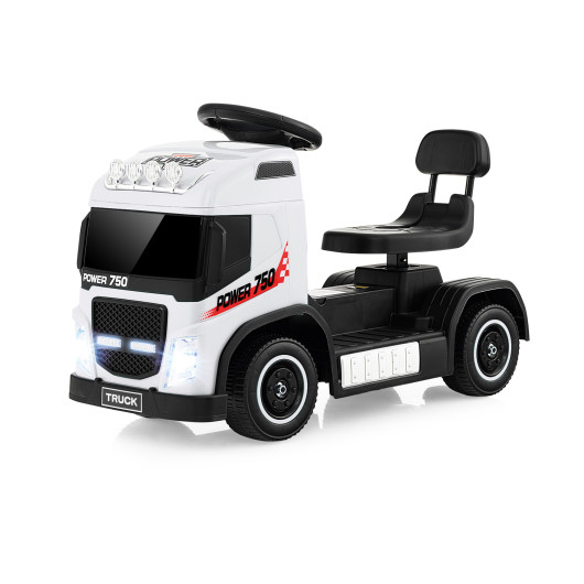 6V Kids Electric Ride-on Truck with Height Adjustable Seat-White