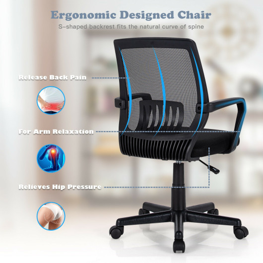 Mid-Back Mesh Height Adjustable Executive Chair with Lumbar Support ...
