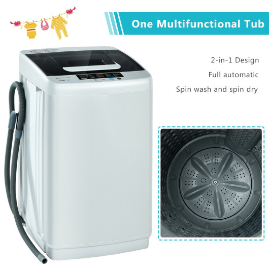 8.8 lbs Portable Full-Automatic Laundry Washing Machine with Drain Pump ...