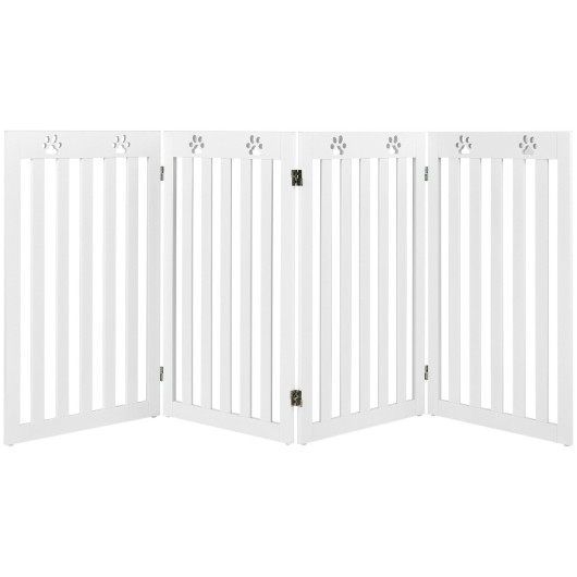 36 Inch Folding Wooden Freestanding Pet Gate with 360° Hinge-White